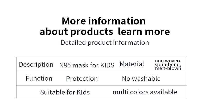 N95 Kn 95 C Kids Mask C Style Face Mask for Children