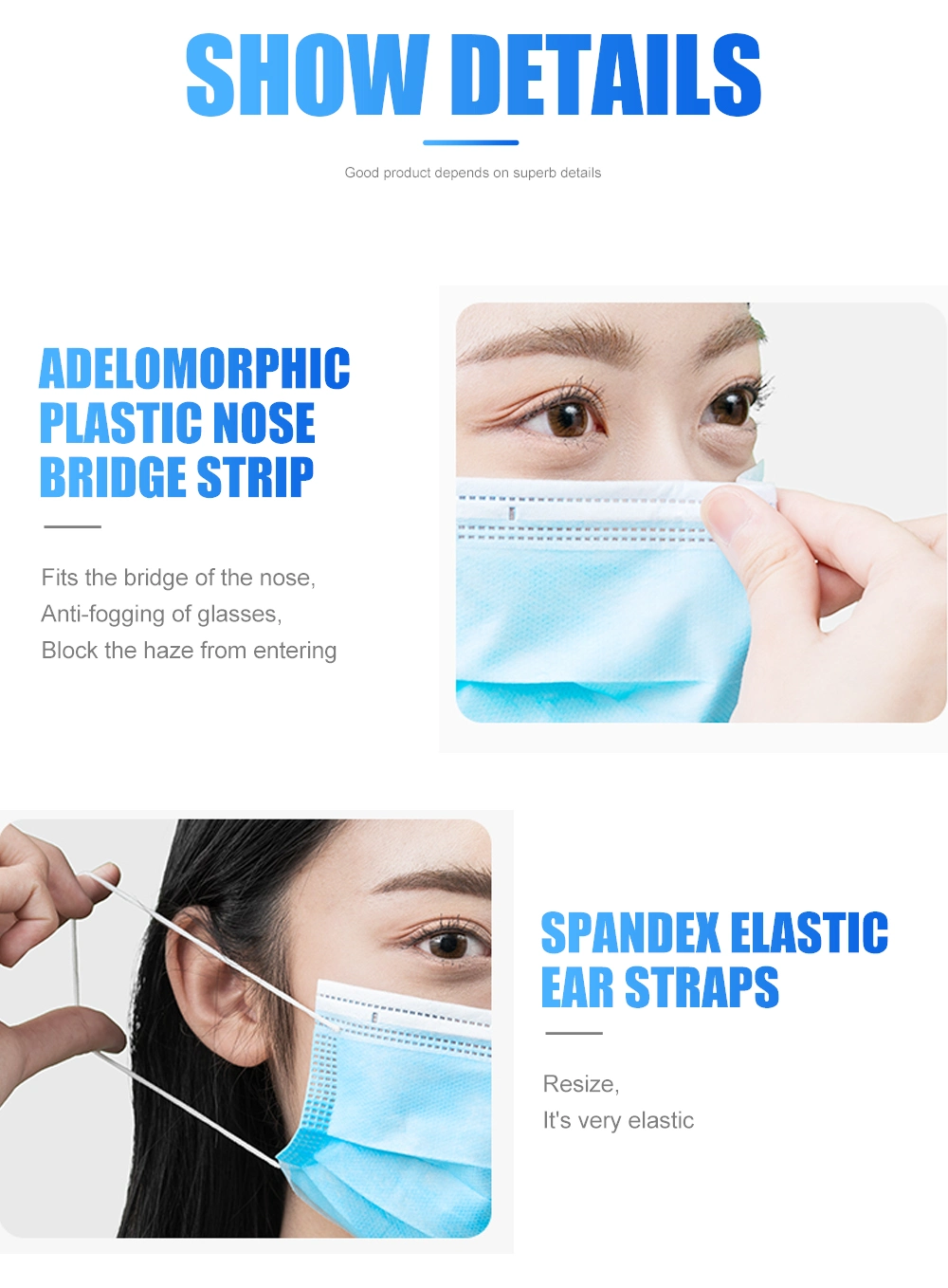 2020 High Quality Facemask in Stock Non-Woven Disposable Face Mask 3ply   Disposable Tie-on   Face Shield Masks