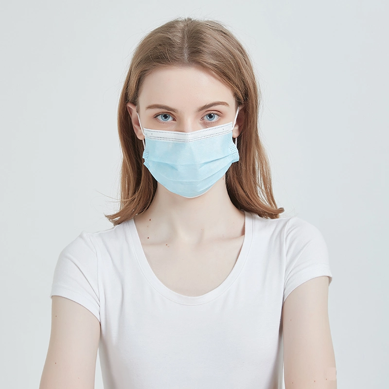 Earloop White Blue Safety 3 Ply Face Mask Suppliers Disposable Face Mask for Preventing Virus