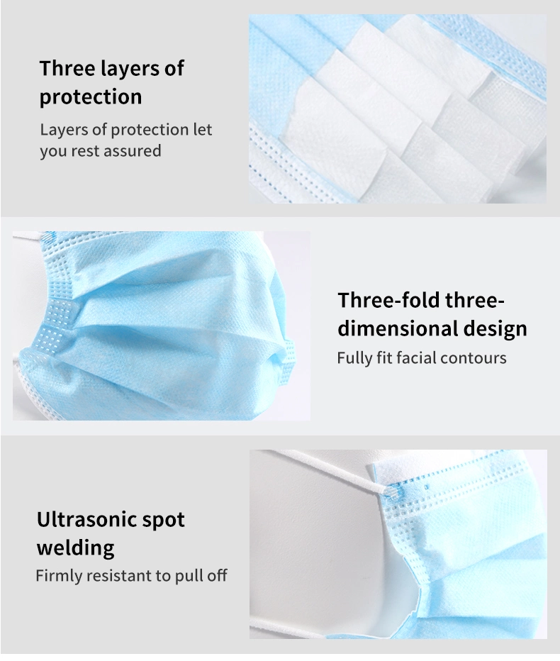 3 Layers Mask Nonwoven Fabrics Disposable Surgical Face Mask Sterilized FFP2 Mask with Ce