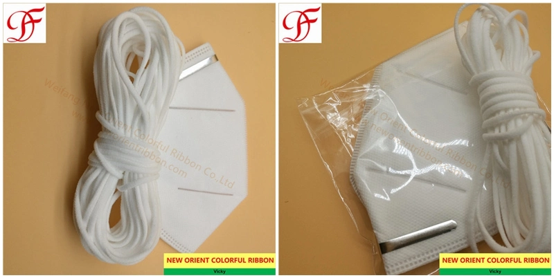 Factory 3mm 5mm Face Mask Earloop Elastic Mask Rope Earloop Kn95/N95/Respirator/Face Mask/Surgical Mask/Ffp2 Mask/3 Layers Disposable Mask/Medical Mask