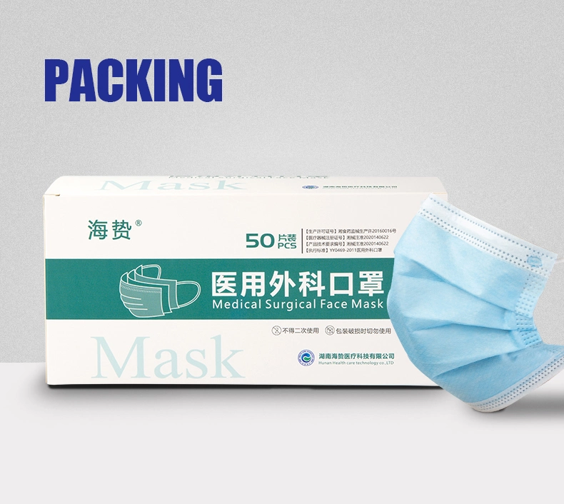 Disposable Nonwoven Type Iir Medical Surgical Face Mask Flat 3ply Face Mask for Clinic or Hospital
