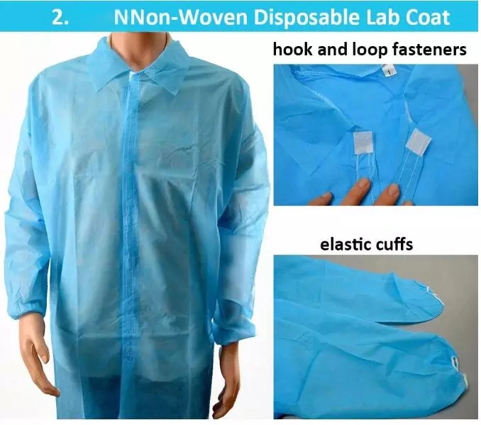 Individually Wrapped SMS/Non Woven Lab Coat Disposable