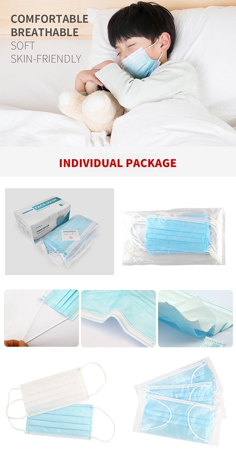 Adult Mask 3 Ply Nonwoven Disposable Face Protection Disposal Mask Disposable Virus Face Mask