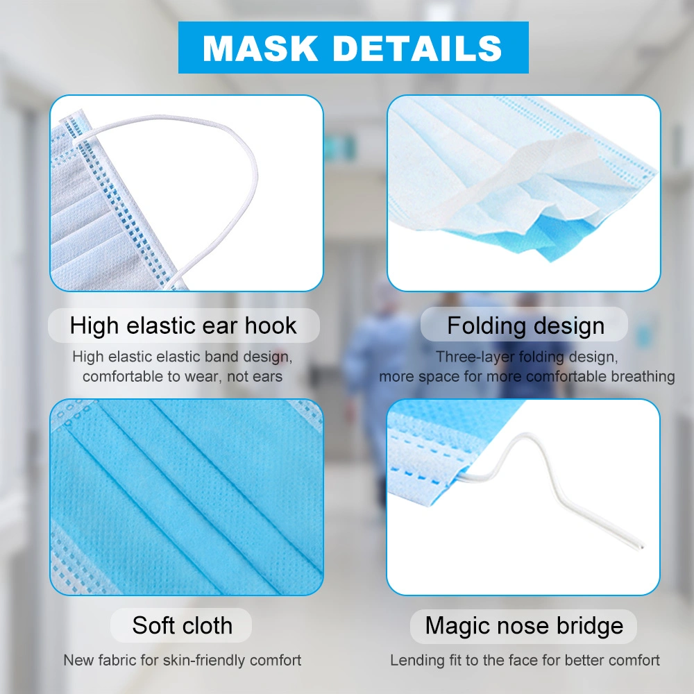in Stock China Ce, Bfe95% Face Mask 3 Ply Earloop Disposable Medical Face Mask