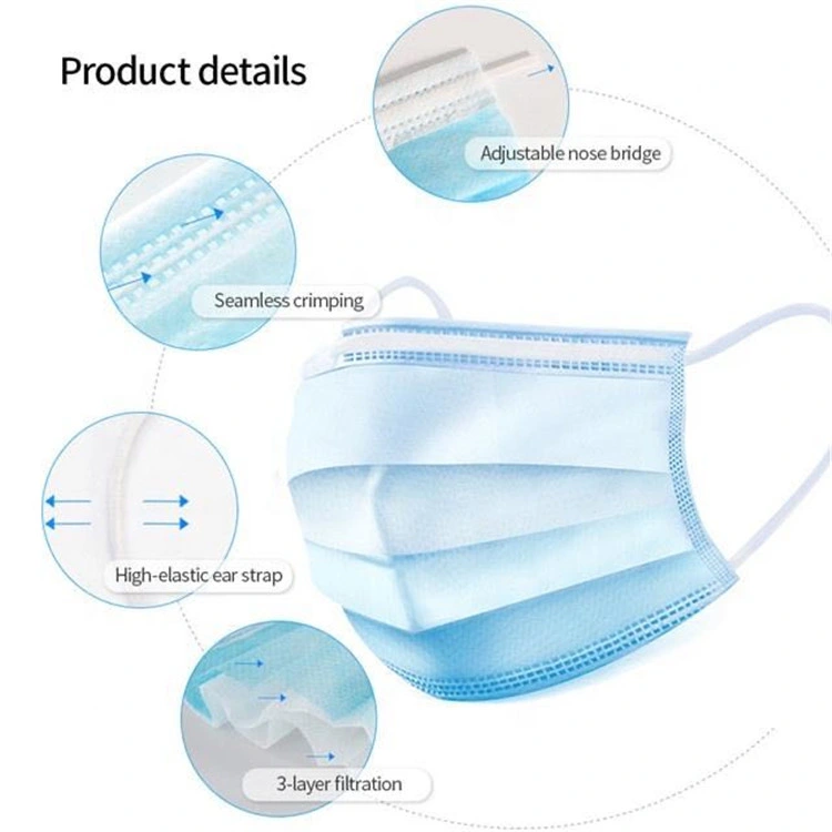 Wholesale 50 PCS Disposable 3-Ply Safety Anti Virus Face Mask for Personal Health