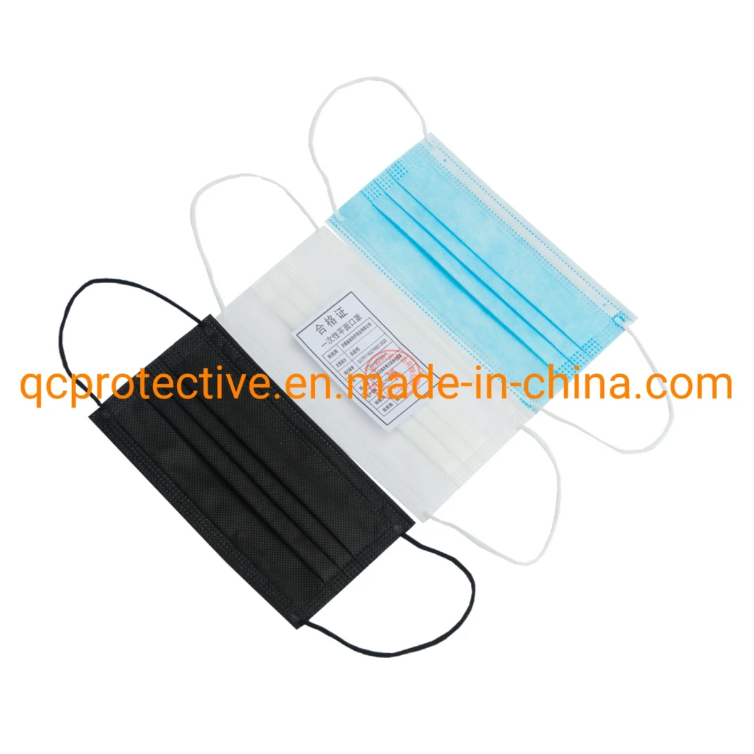 China Disposable Flat 3ply Non-Woven Face Mask Cheap Mask Factory