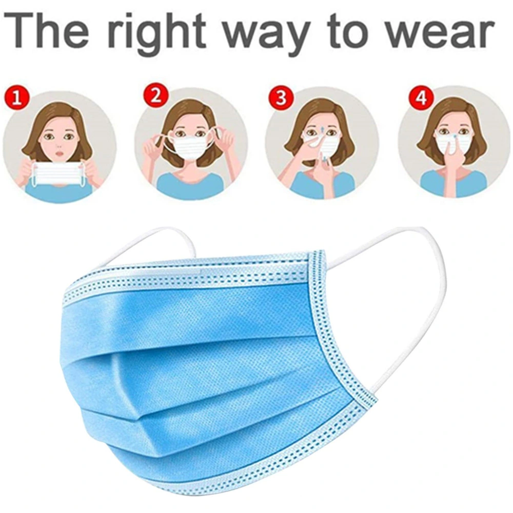 Blue 3 Ply Earloop Non-Woven Disposable Face Mask for Sale