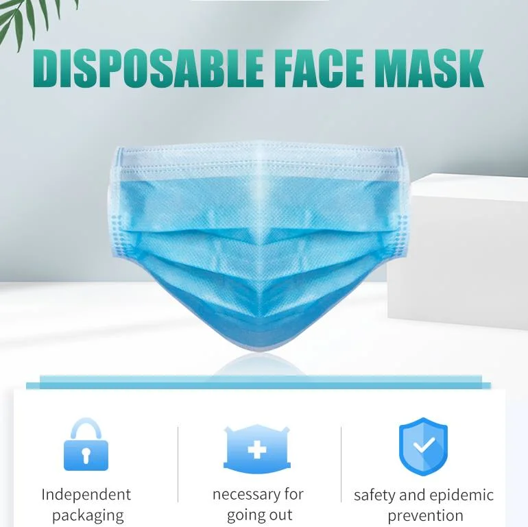 Chinese Factory Sale of Disposable Face Masks, Three-Layer Face Masks