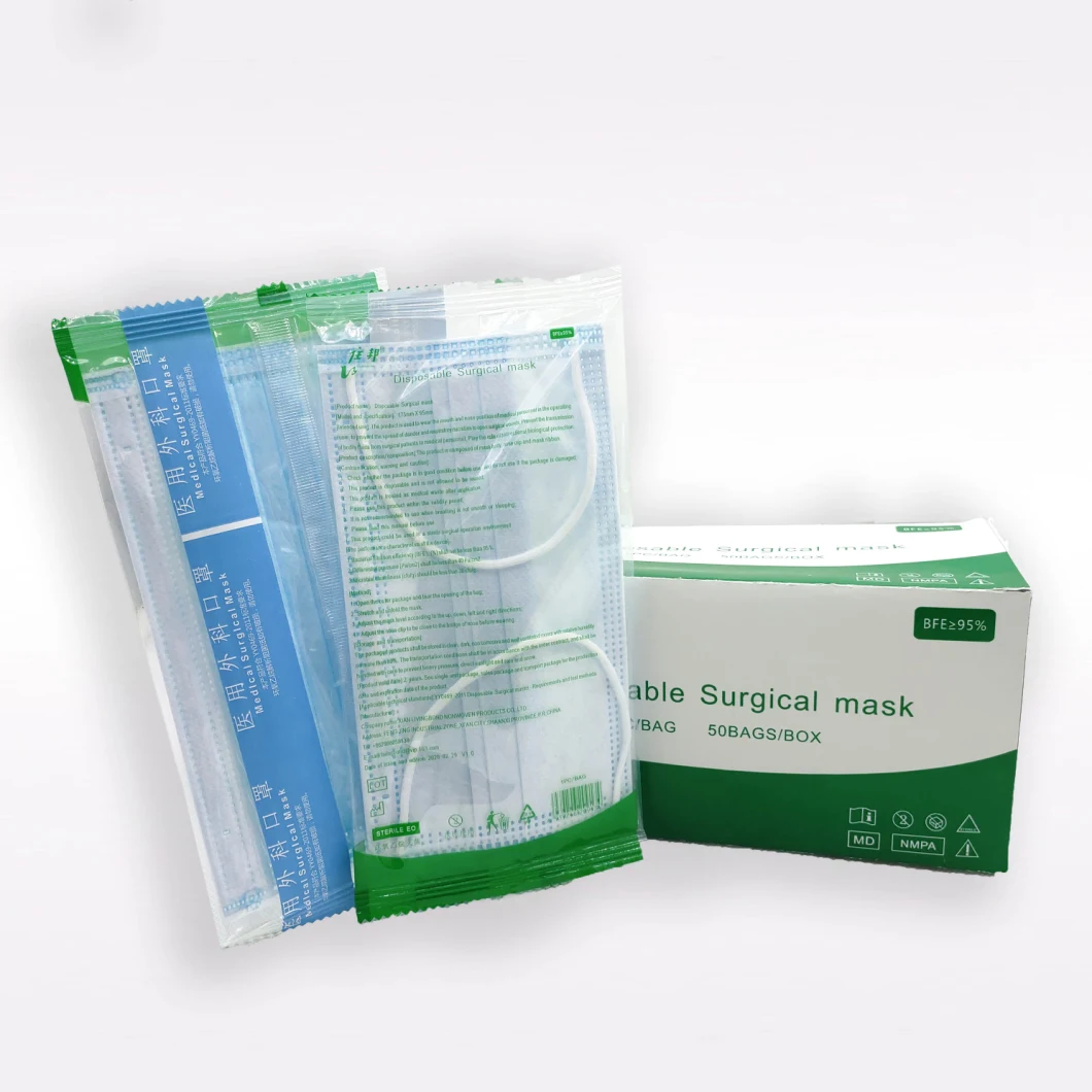 Wholesale Medical Surgical Mask Nonwoven 3 Ply Disposable Surgical Face Mask Manufacturer with Nmpa