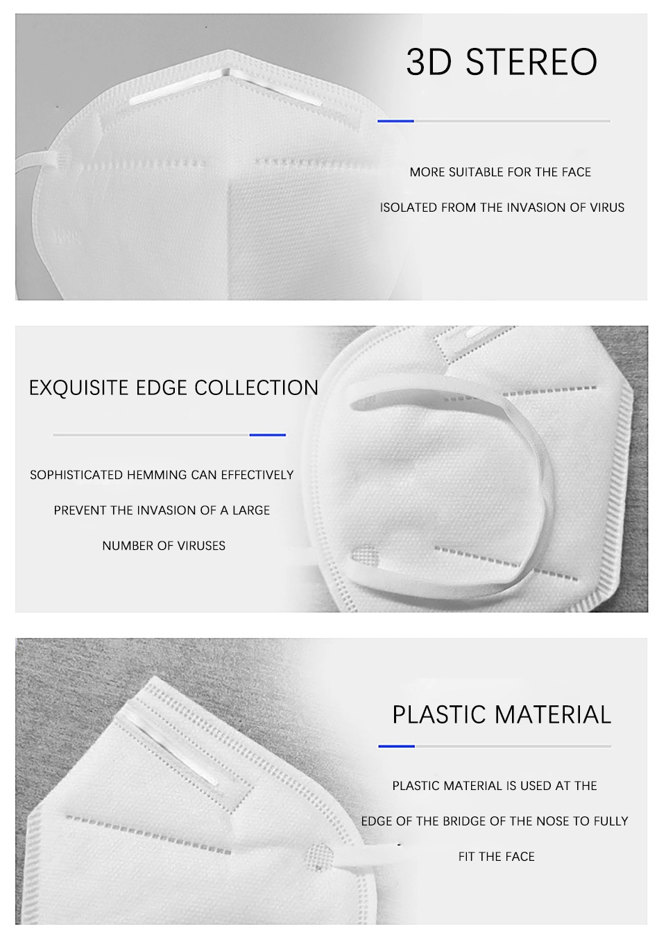Disposable Earloop Nonwoven Face Mask Protective Face Mask Kn95