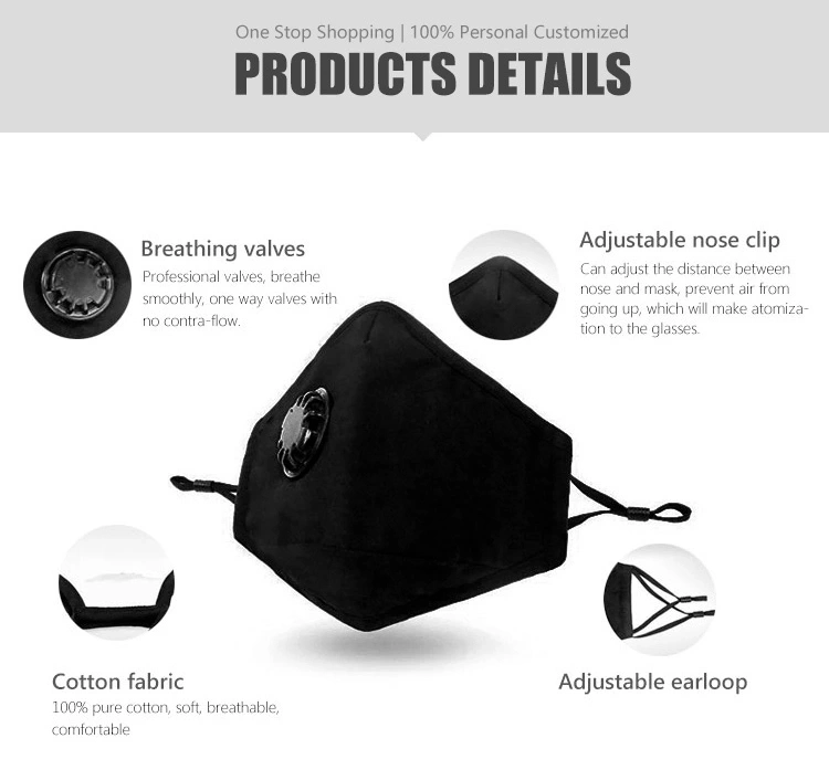 High Quality Custom Reusable Adjustable Masque Breathing Sports Face Cover Protective Pollution Facemask with Filter
