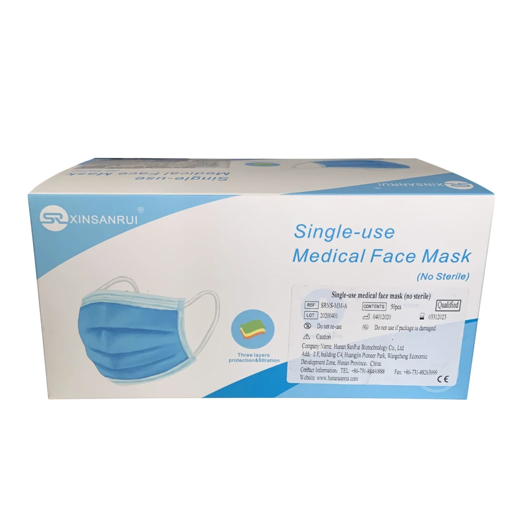 Face Mask 3-Ply Face Mask with Earloop Disposable Medical Mask En149 En14683