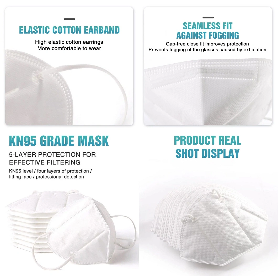 KN95 Face Mask 5 Layers FFP2 Filtration Efficiency 95% Non Woven Disposable Face Mask