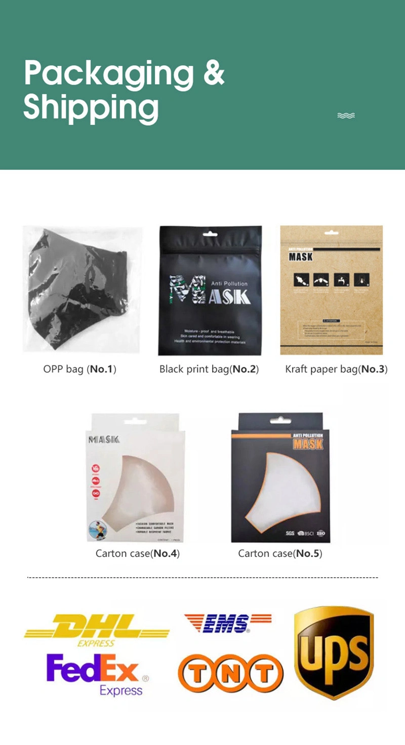 Reusable Active Carbon Filter Cotton Cloth Anti Dust Air KN95 Face Mask Black
