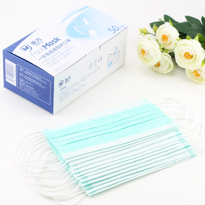 Protective Face Mask Disposable Nonwoven Mask Anti Virus Dust Earloop 95% Filter 3ply Face Mask