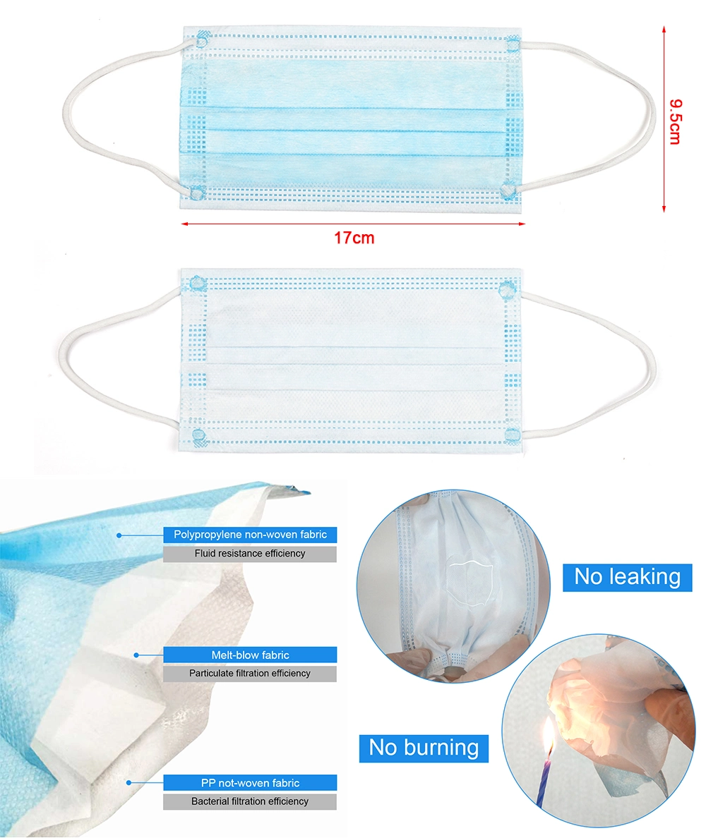 Certificate 3 Ply Surgical Face Mask Disposable Anti Pollution Earloop Mask