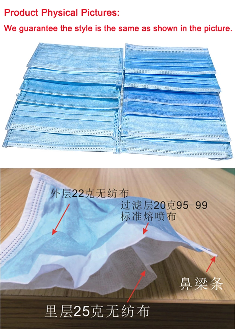 Disposable 3-Ply Safety Medical Face Mask for Personal Health En14683 Yy/ T 0969-2013