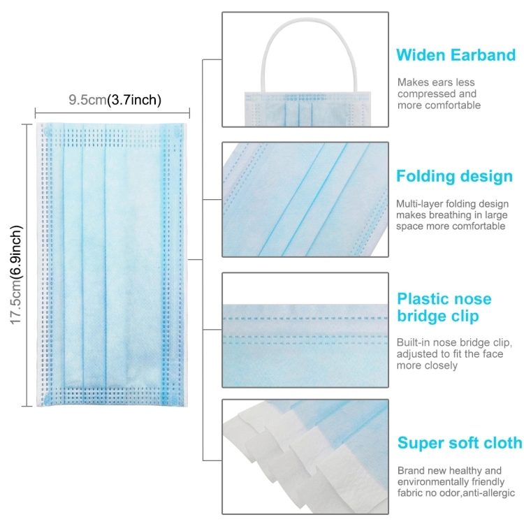 Wholesale Face Mask Medical Supplies Bfe 98+ 3-Ply Disposable Surgical Face Mask for Hospital
