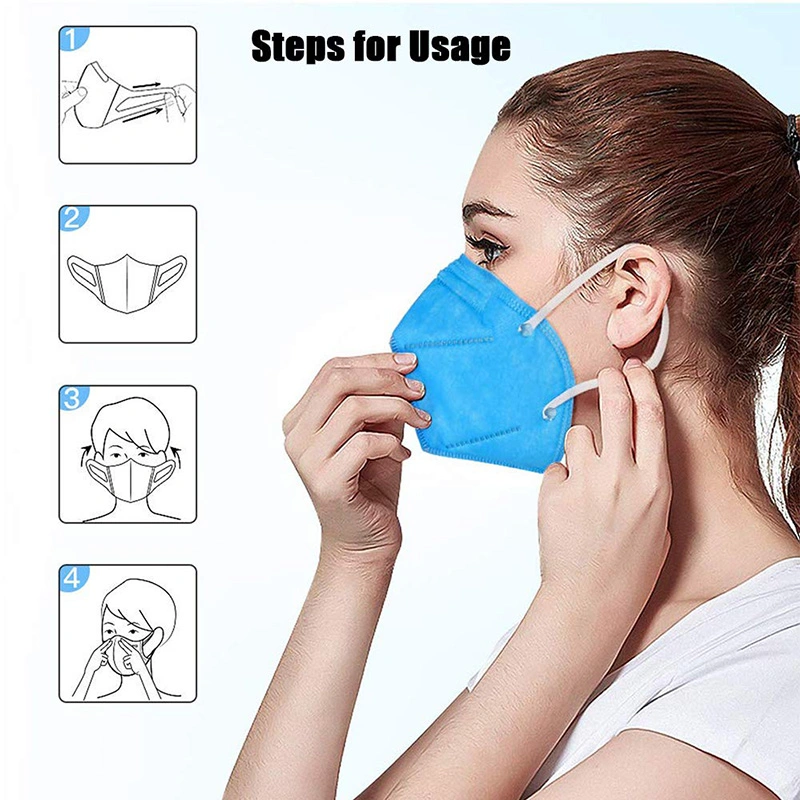 5 Layer Disposable Folding KN95 Dustproof Anti-Fog 98% Filtration KN95 Masks Breathable KN95 Face Mask