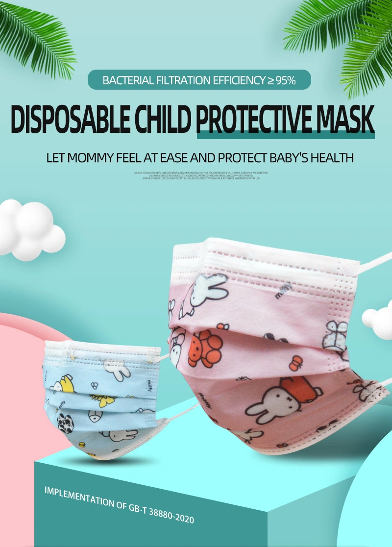 12 Colors Cartoon Pattern Children Disposable Mask Kid Baby Face Masks