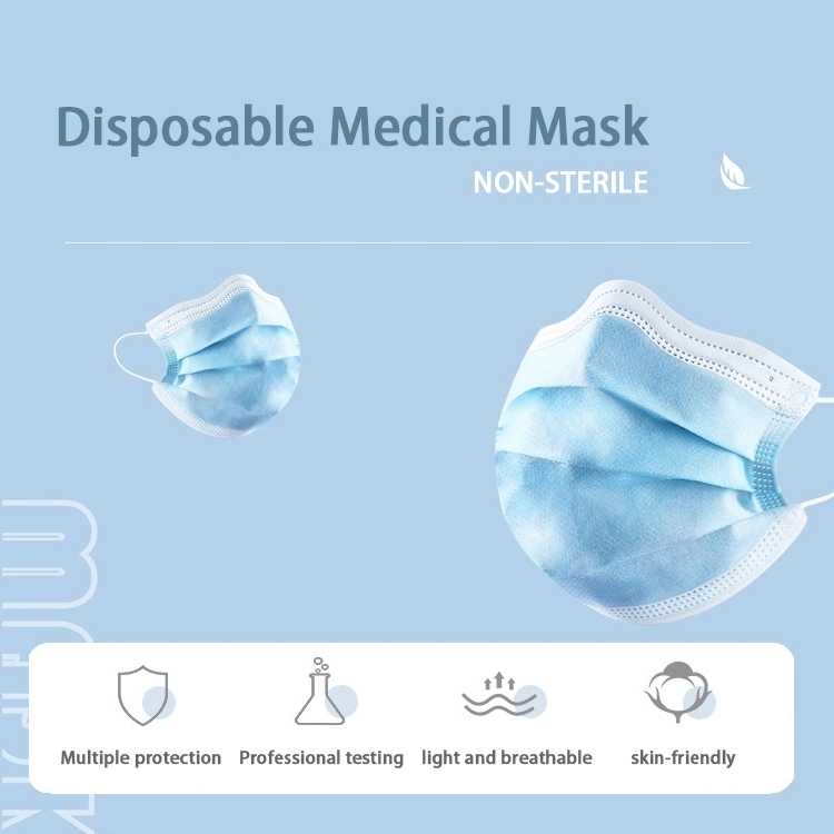 Disposable Face Mask Factory Supply Adult Non-Woven Medical Face Mask 3ply