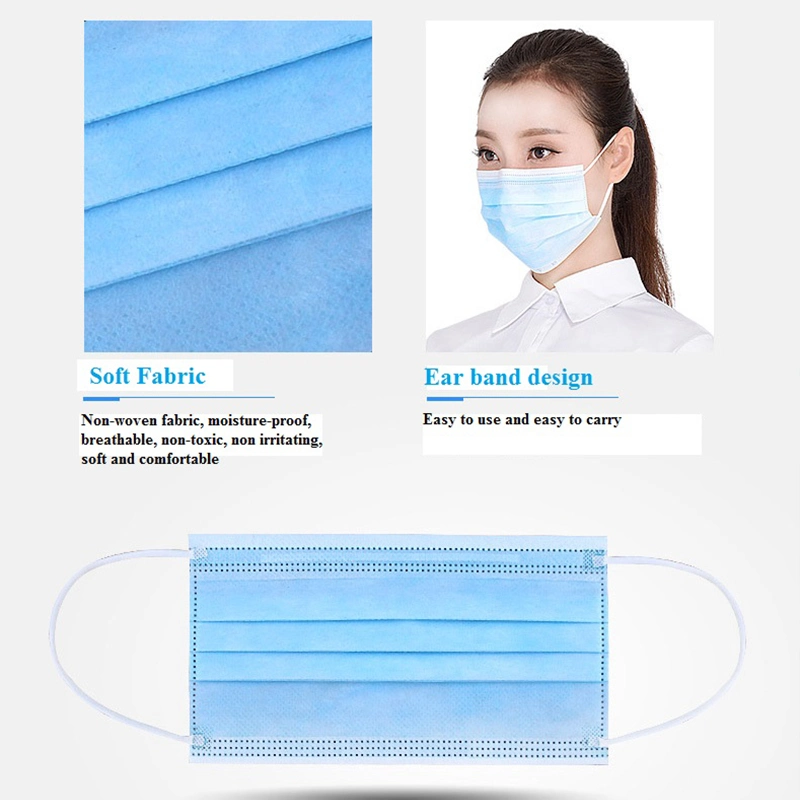Wholesale Healthcare Medical Earloop 3ply Face-Mask Non Woven Disposable Surgical Face Mask