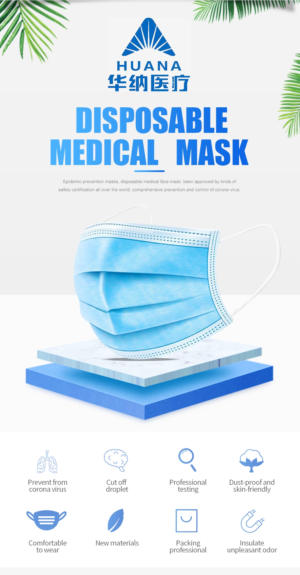 2020 High Quality Facemask in Stock Non-Woven Disposable Face Mask 3ply   Disposable Tie-on   Face Shield Masks