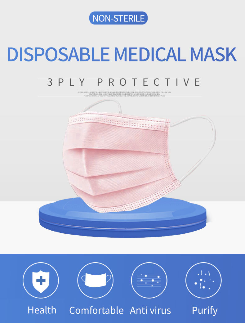 Face Mask Pink Mask Protective Dust-Proof Anti Virus En149 Non-Sterile Face Mask Protective Equipment