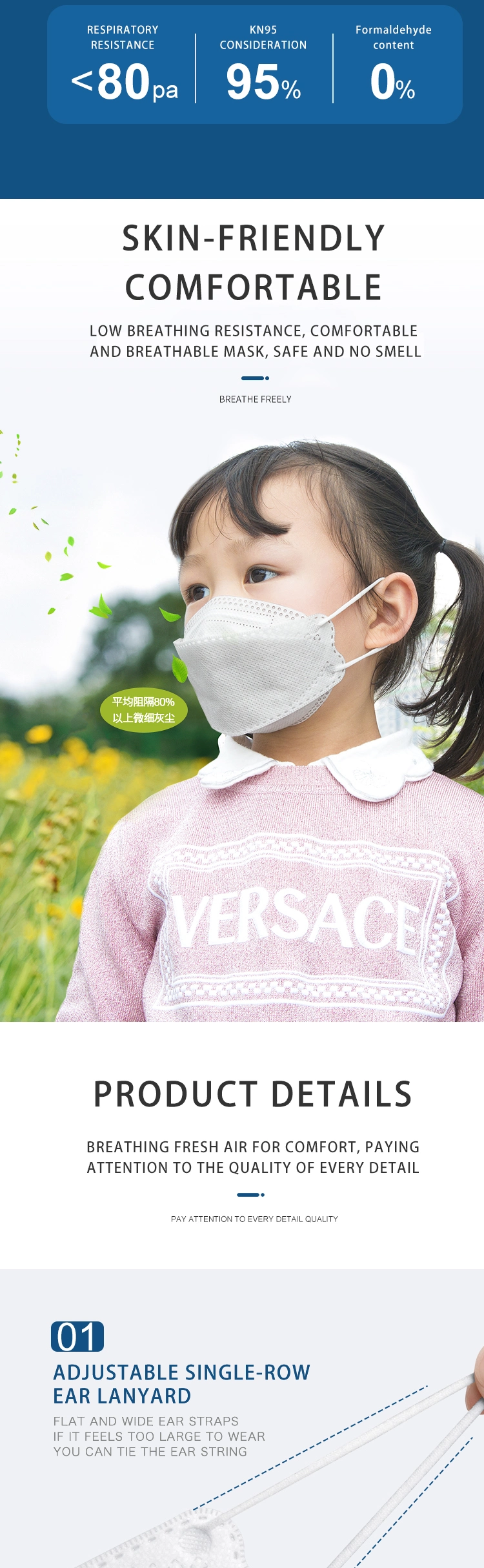 Factory Disposable Children Baby Face Mask 4 Layer Ply Kids KN95 Face Mask N95