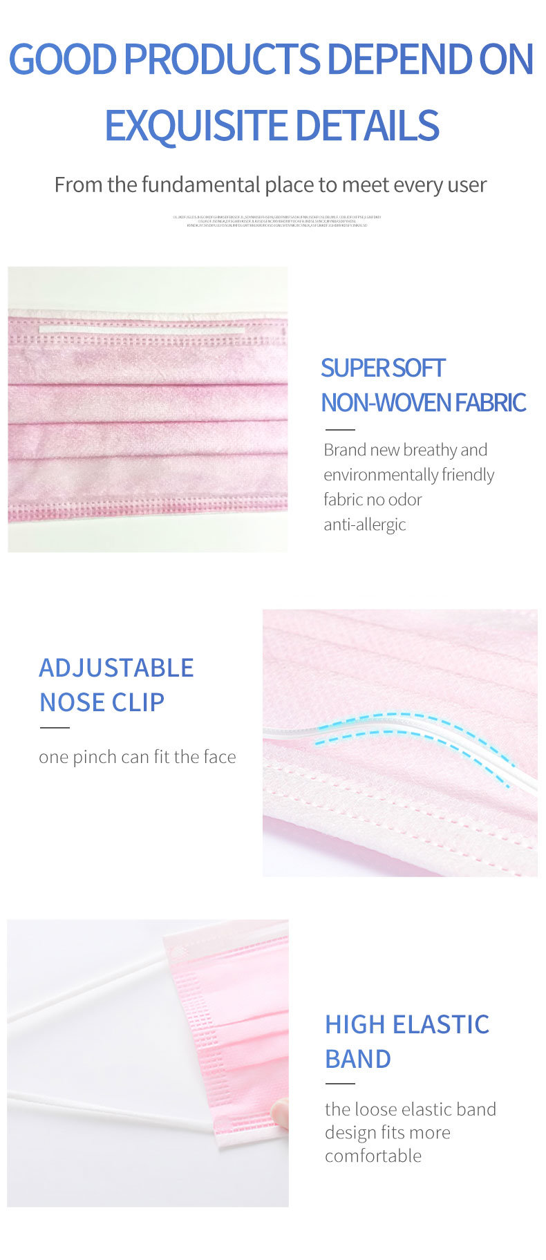 Face Mask Pink Mask Protective Dust-Proof Anti Virus En149 Non-Sterile Face Mask Protective Equipment