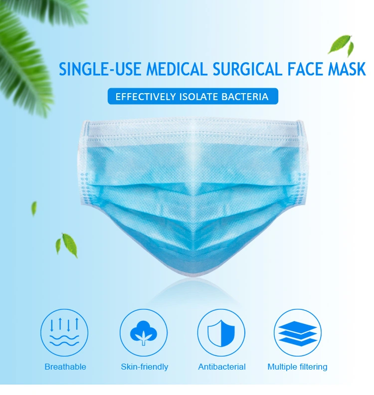 50 Pack 3-Ply Surgical Face Mask Medical Disposable 3-Ply Protection Blue Mouth Mask