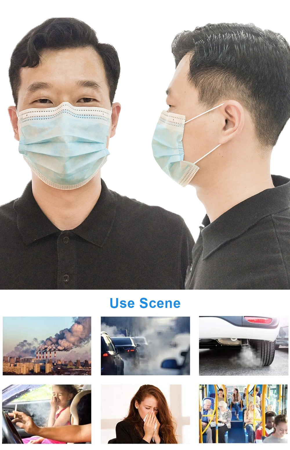 Certificate 3 Ply Surgical Face Mask Disposable Anti Pollution Earloop Mask