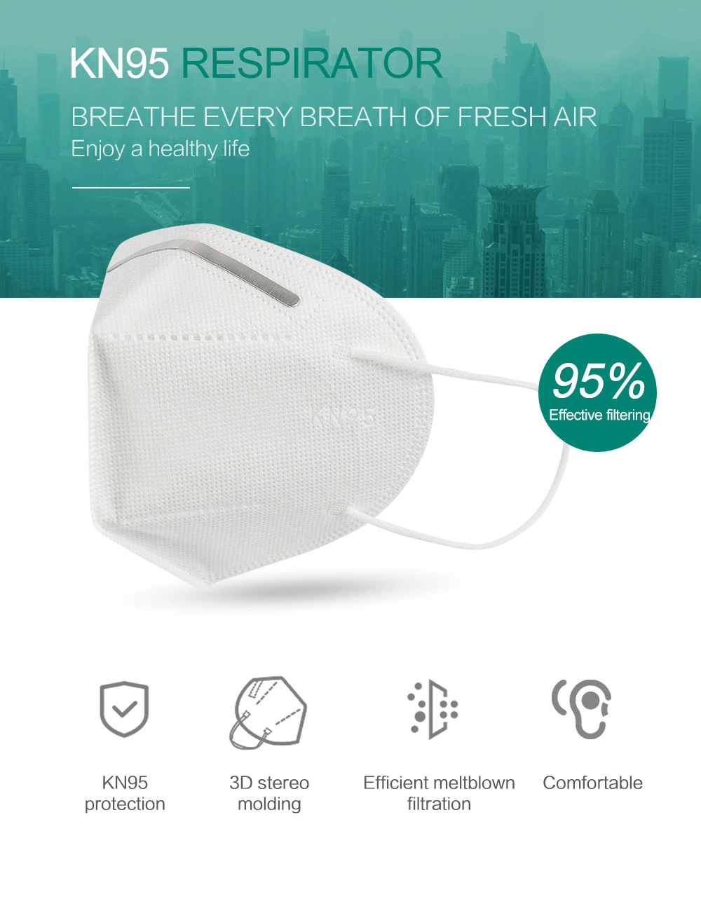 Anti-Virus KN95 Face Mask Anti-Dust Anti Flu Respirator Protective Mask