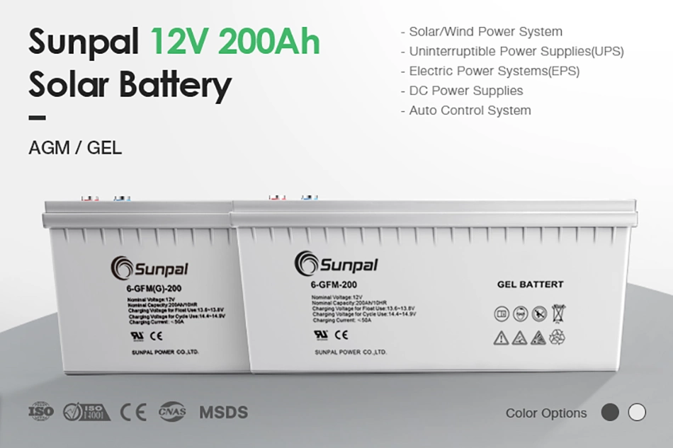 Sunpal 12V 100 200 Ah Lead Acid AGM Battery with High Purity Raw Materials