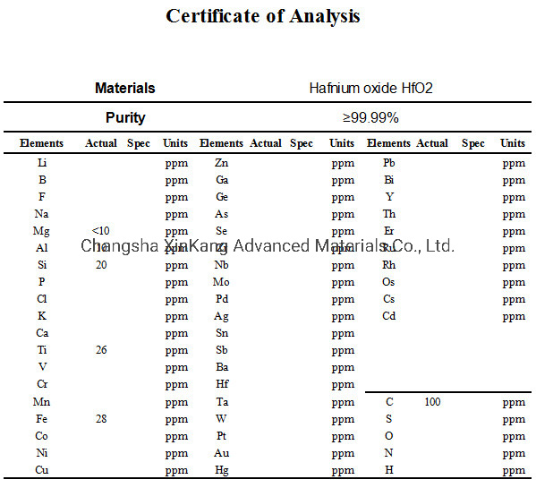 Hfo2 Hafnium Oxide Ceramic Sputtering Target