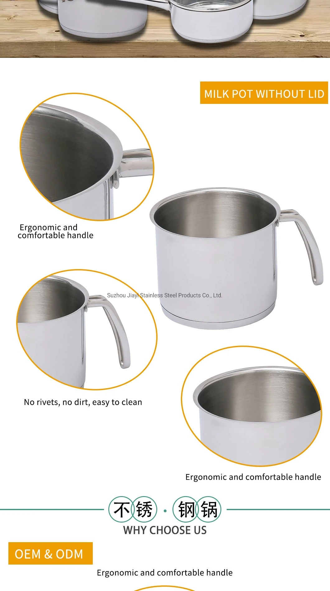 Household Stainless Steel 18/10 Saucepan with Glass Lids with Handle 3 in One Kitchen Set