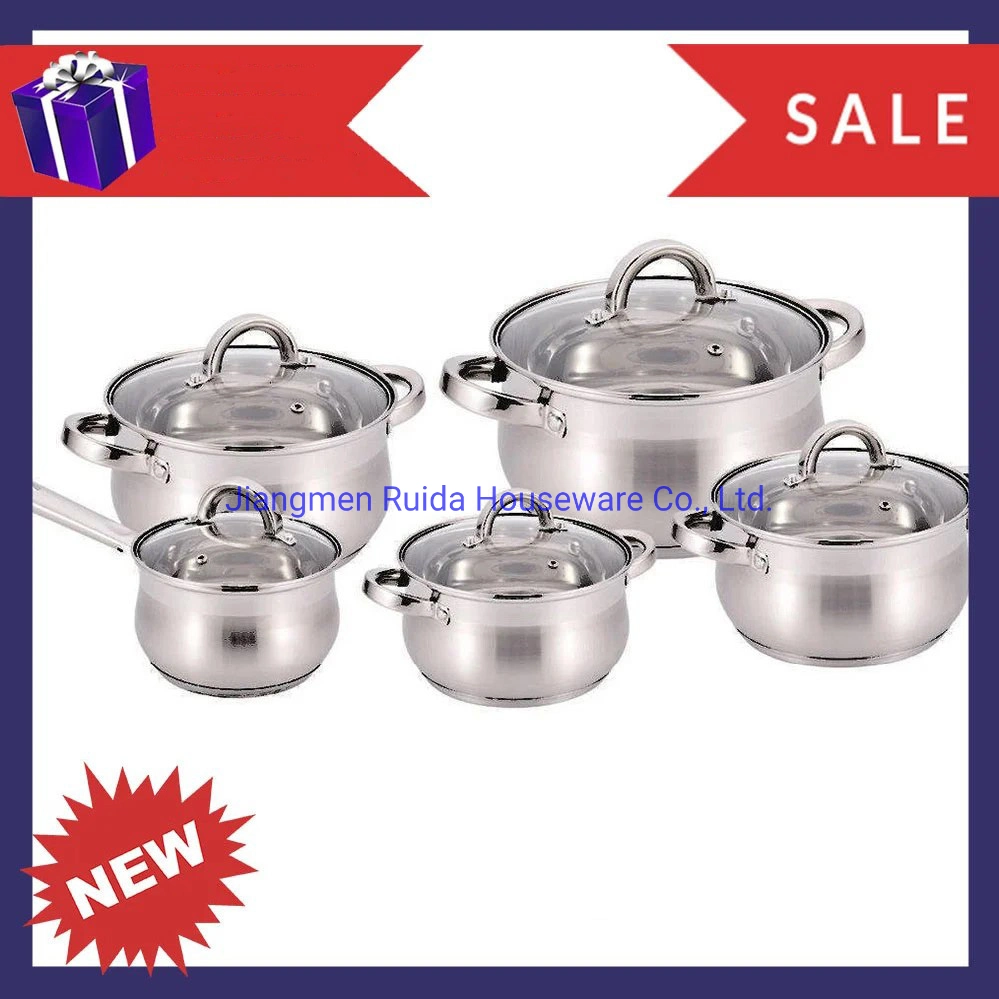 12PCS/8PCS/6PCS Stainless Steel Kitchenware Set with Special Big Belly Shape Casserole Saucepan Frypan