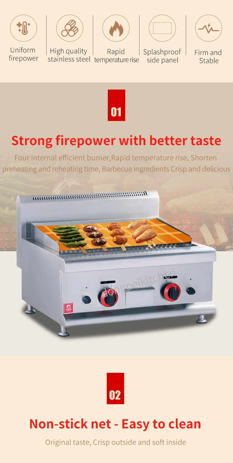 Commercial BBQ Counter Top Gas Lava Rock Grill