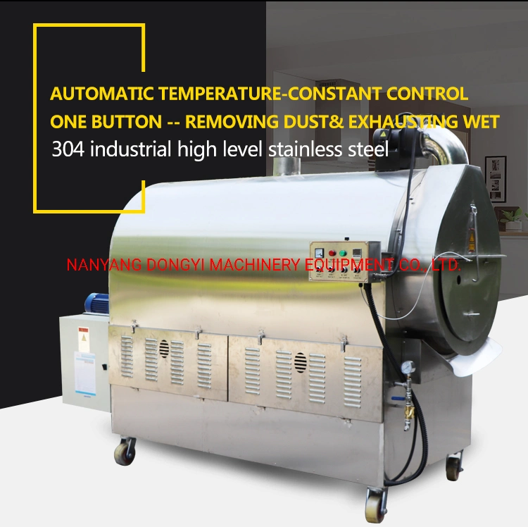 Dongyi Lq-300 Gas Cocoa Bean Roaster Machine Nuts Roasting Machine with Large Cooling Mixing Tray/Chicken Roasting Machine