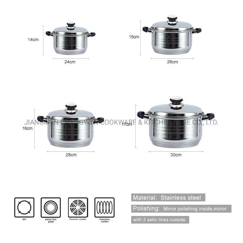 9PCS Stock Pot Casserole Cooking Pot Stainless Steel with Kitchen Tool