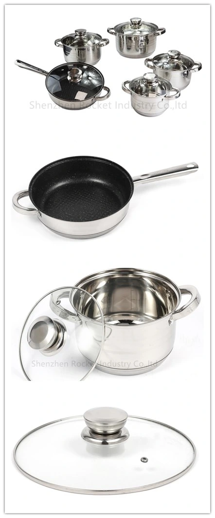 Cooking Pot Manufacturer 10PCS Stainless Steel Kitchen Cookware Pan Set