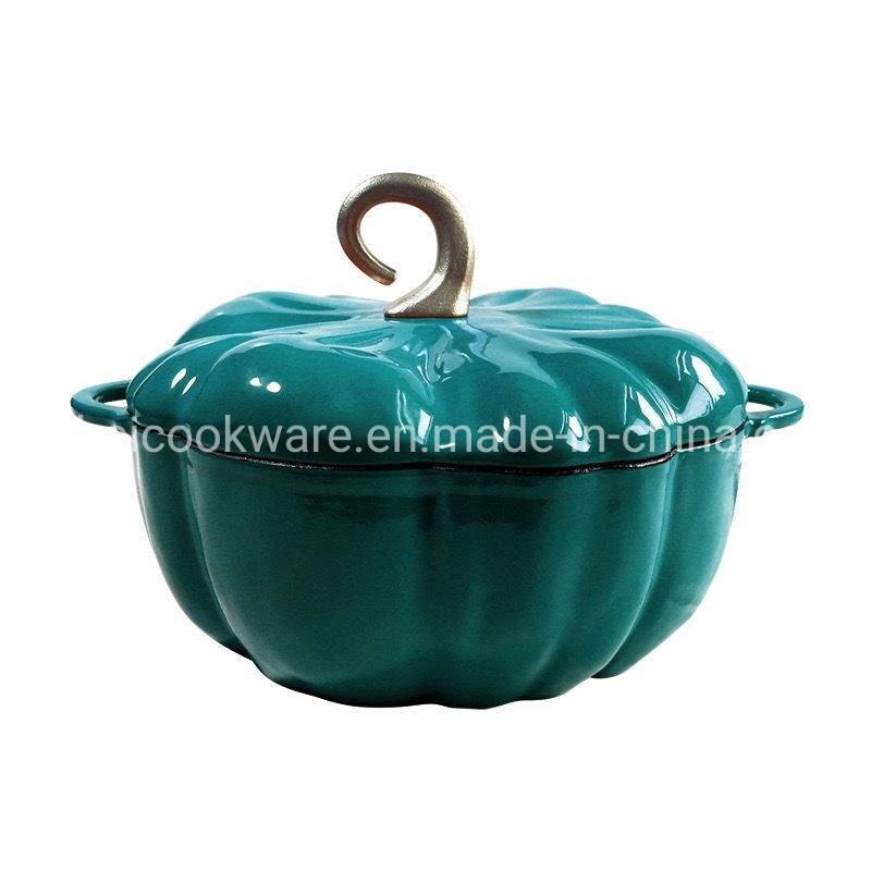 Lovely Pumpkin Enamel Cast Iron Double Ears Cooking Pot Casserole