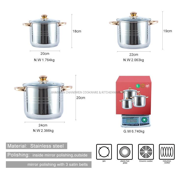 6PCS Stainless Steel Stockpot Induction Kitchen Cooking Pot Stainless Steel Cookware Pot