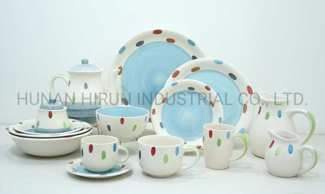 Stoneware Ceramic Tableware Sugar Pot Cream Pot Tea Pot Water Pot with Hand Painting
