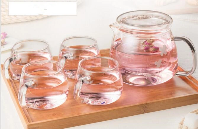 Hot Selling in European Glass Pot Set with Infuser Juice Pot Tea Pot Tea Kettle