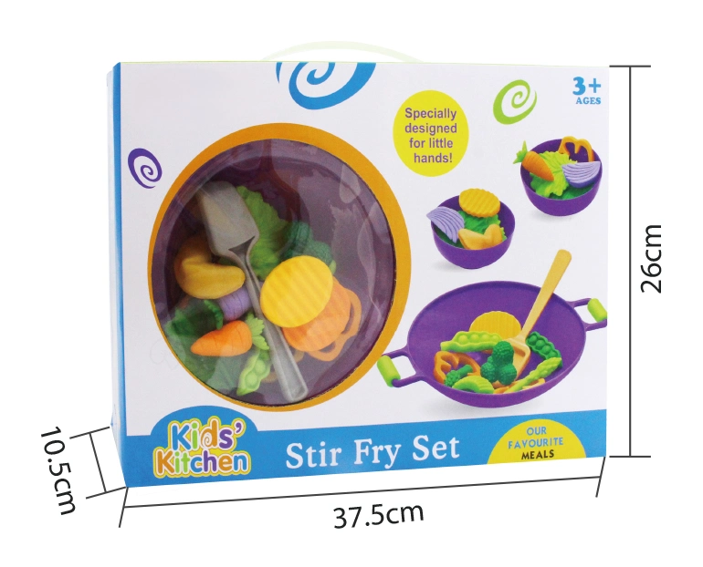 Plastic Food Toy Stir Fry Cooker Play Set Kids Preschool Learning Resources