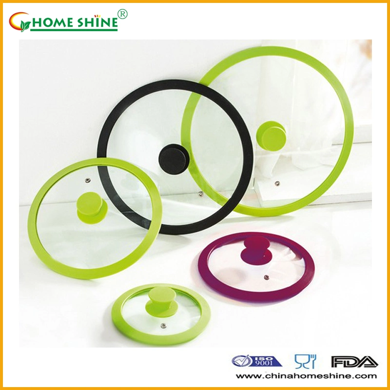 Food Grade Silicone Rim with Hole Tempered Glass Lid Saucepan Soup Pot Cover
