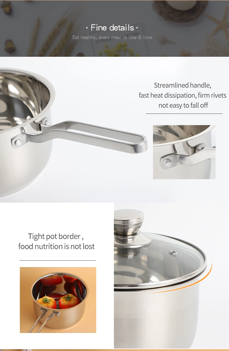 Stainless Steel Saucepan Premium Cookware Set Double Encapsulated Bottom Kitchenware Wholesale Pot