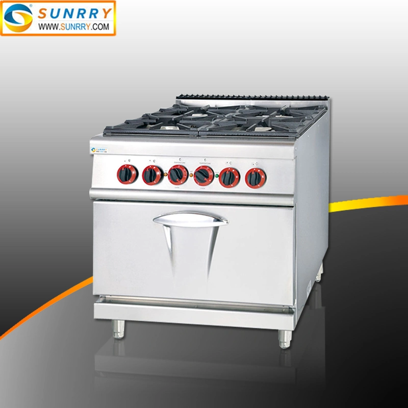 Chinese Commercial Wok 4 Burner Gas Range with Gas Oven